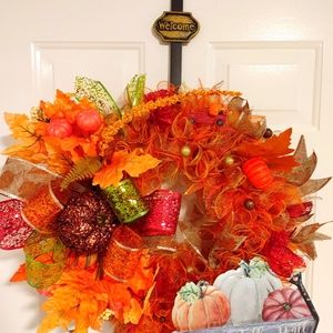 14 inch Mesh Fall Wreath